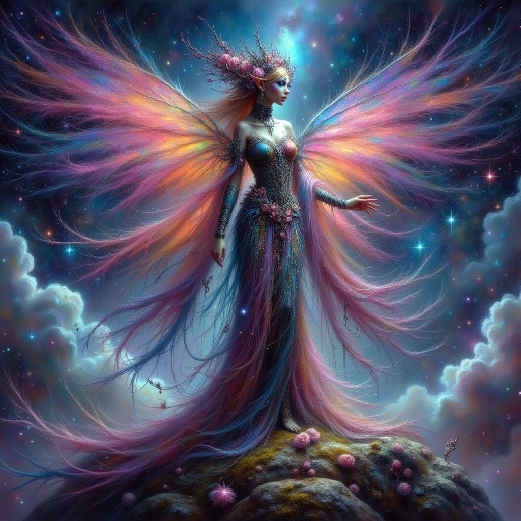 Celestial Goddess Amidst Cosmic Phenomena