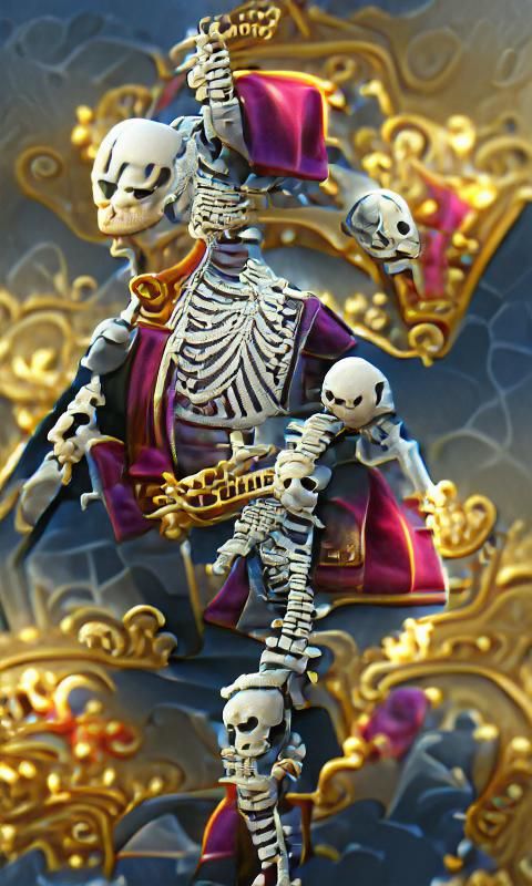 Aristocratic Skeleton in Opulent Attire