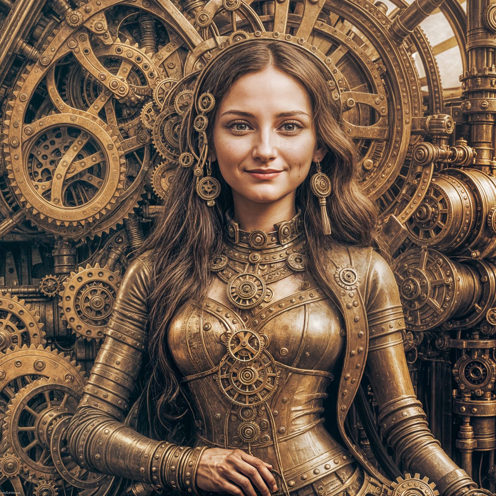 Steampunk Mona Lisa with Mechanical Smile