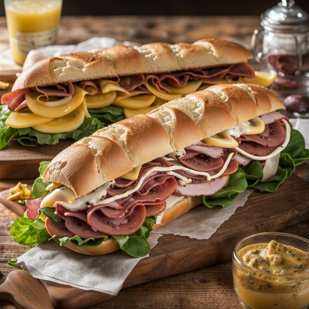 Footlong Sandwich with Meat and Leafy Greens