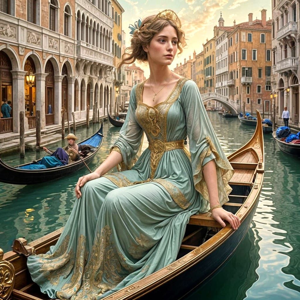 Venetian Woman in Art Nouveau Style