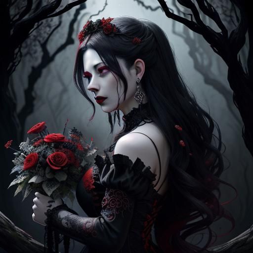 Goddess Princess Bleeding Flowers: Gothic Brutalist Art
