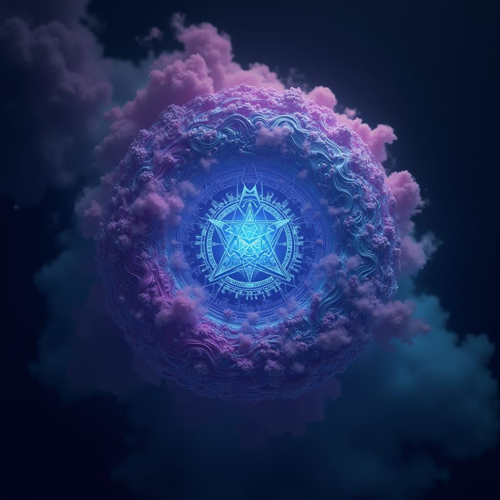 Futuristic AI Logo in Vibrant, Dark Blue Hues