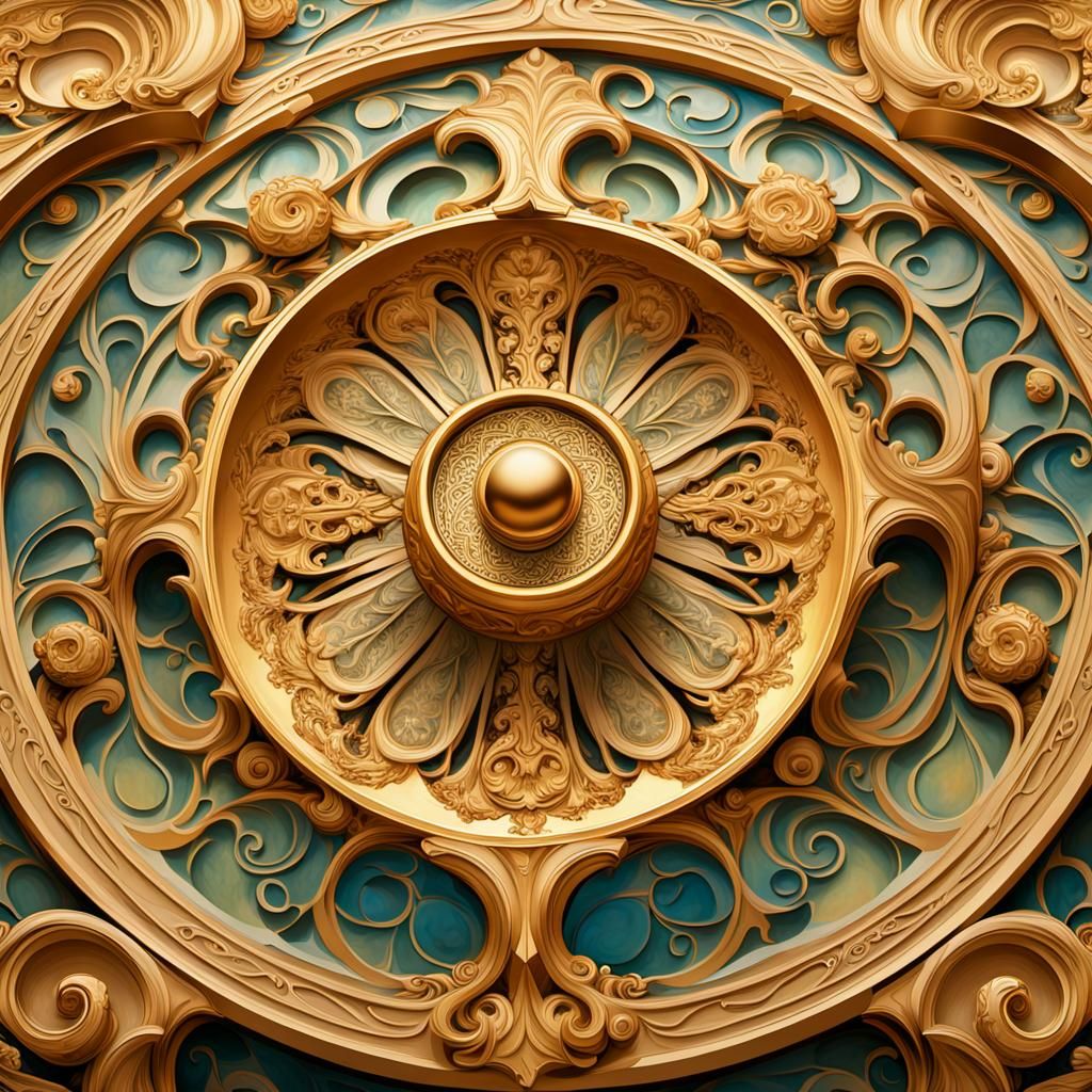 Whimsical Art Nouveau Masterpiece with Spinning Top and Orna...