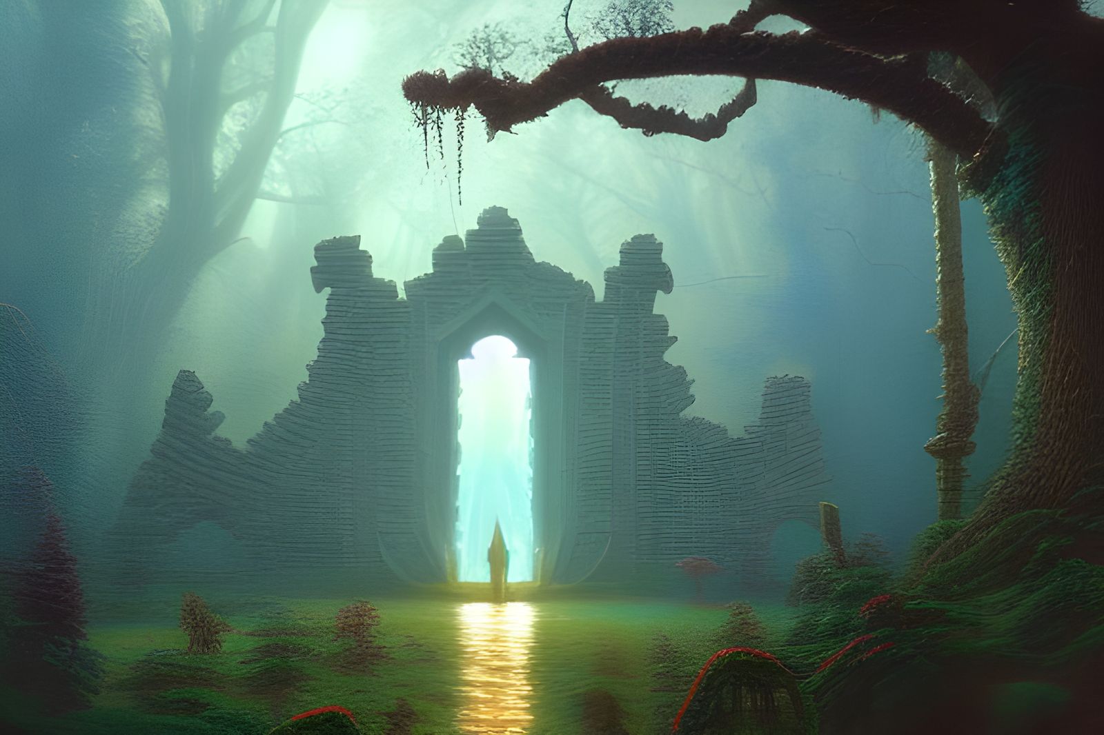 A cosmic portal to another dimension, Clint Clearley, Thomas Kinkade, Ferdinand Knab, Greg Rutkowski, ar4:3, fantasy art...