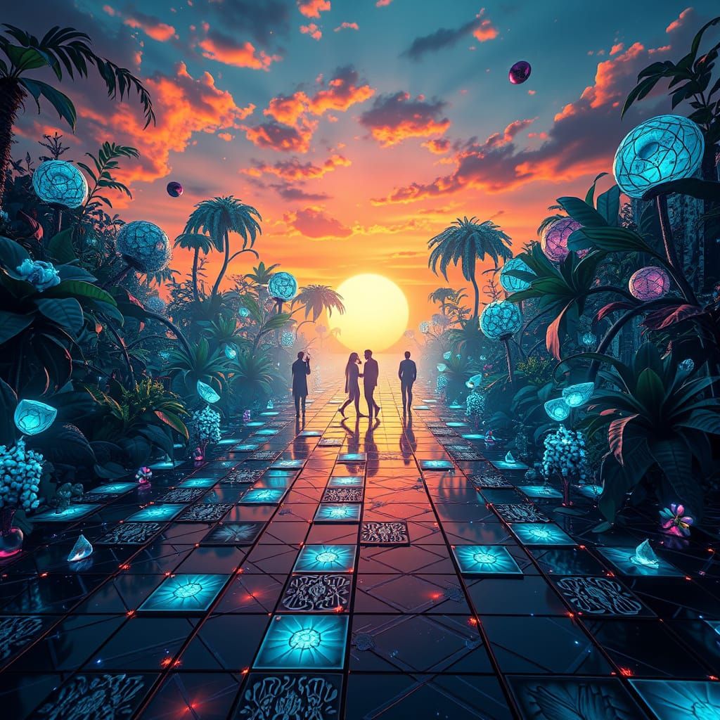 Surreal Disco Dreamscape in Vibrant, Whimsical Style