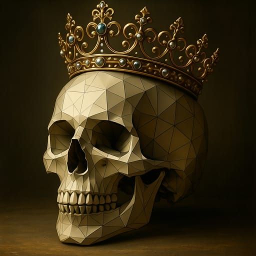 Geometric Skull with Queen's Tiara in Canaletto Style