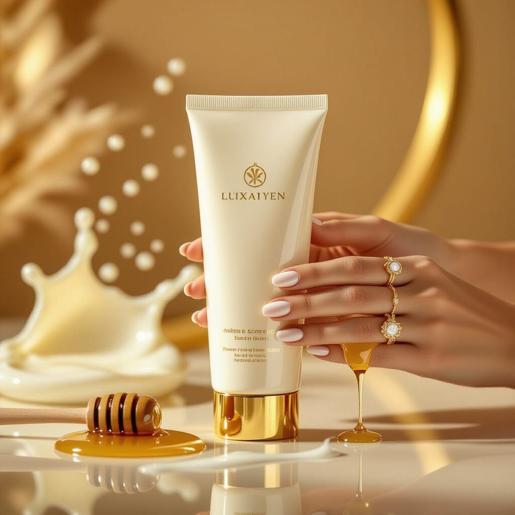 Golden Hand Scrub Tube with Elegant Hands and Honey