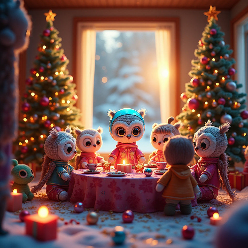 Festive Amigurumi Owl Astronaut Christmas Celebration