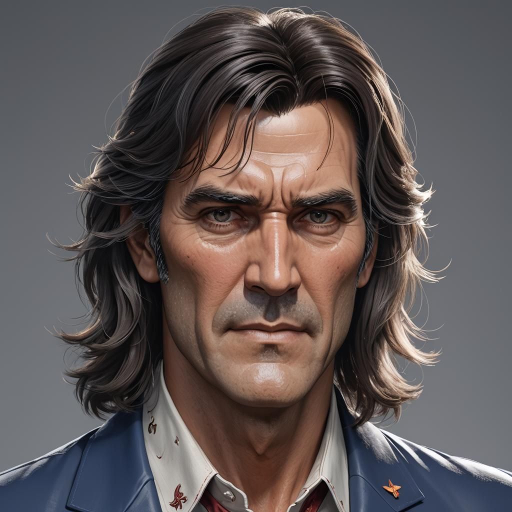 Anime Art of Young Man with Long Hair