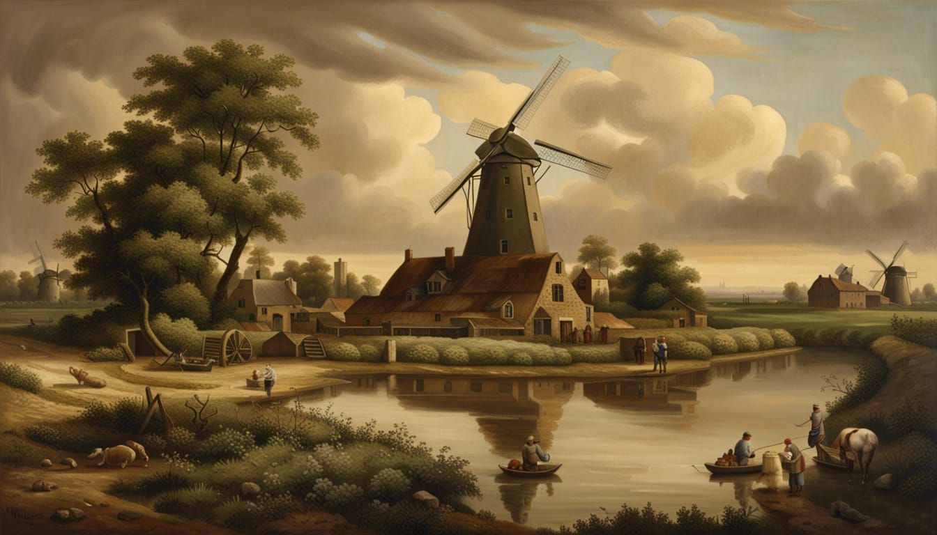Dutch Golden Age Windmills and Canals