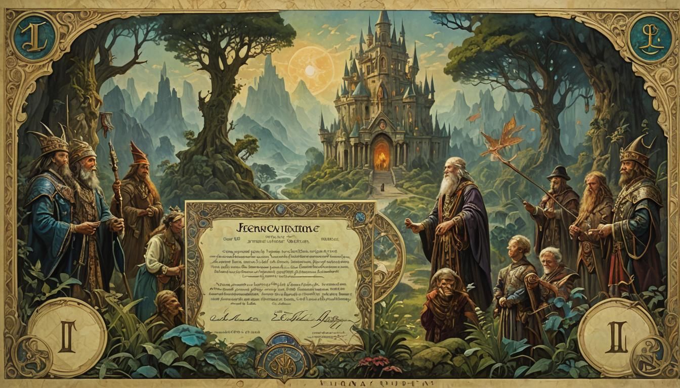 Fantasy Ceremonial Banknote as Oil Painting