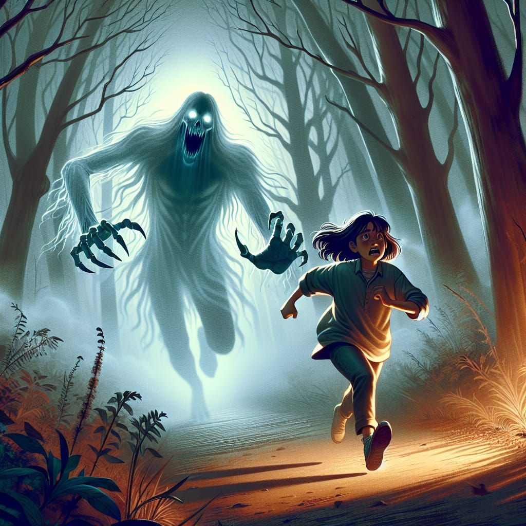 Courageous South Asian Girl Faces Eerie Forest Spirits