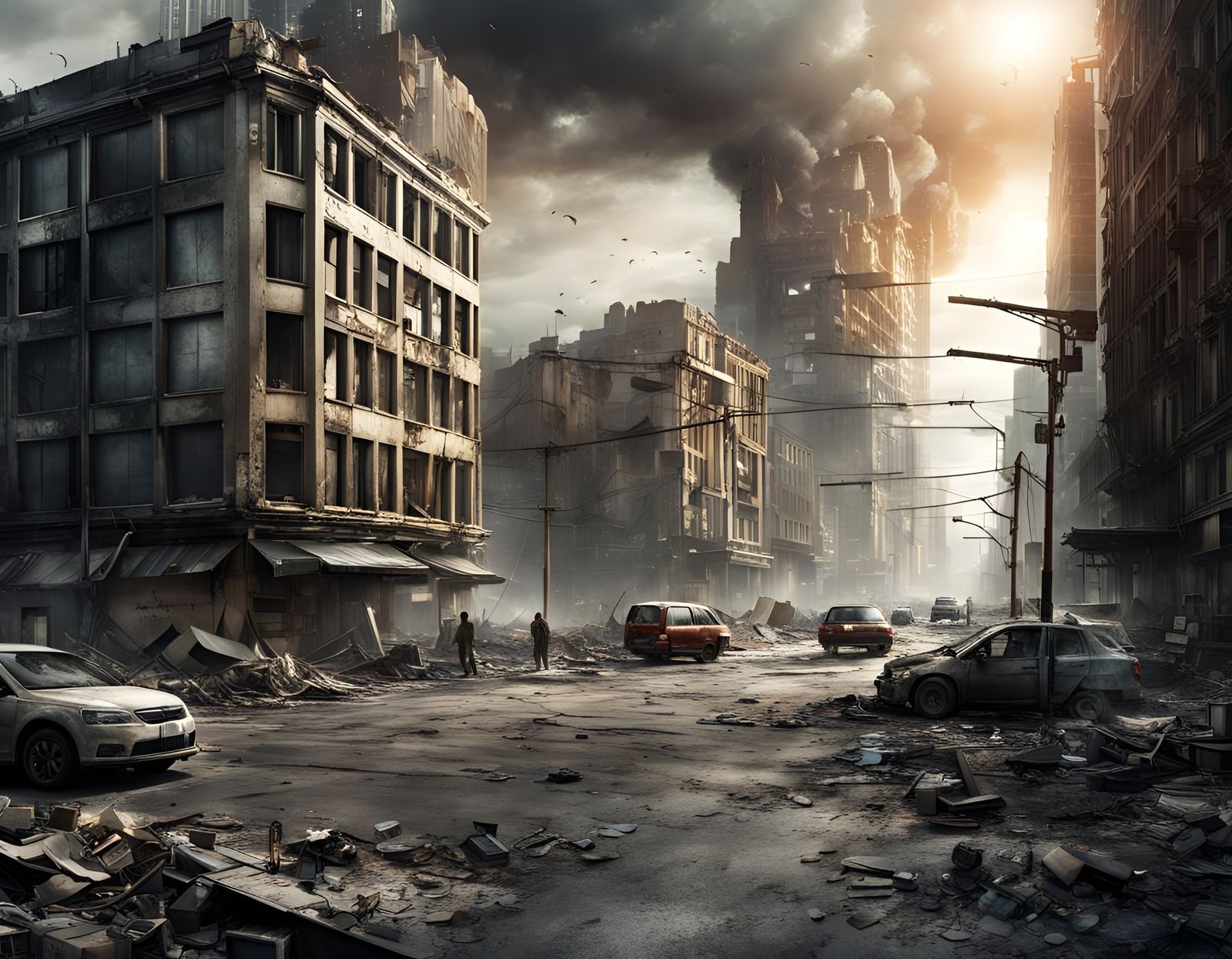 Apocalyptic City Street Scene: End of the World
