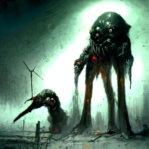 Sinister Nuclear Waste Horror Creatures in Gothic Style