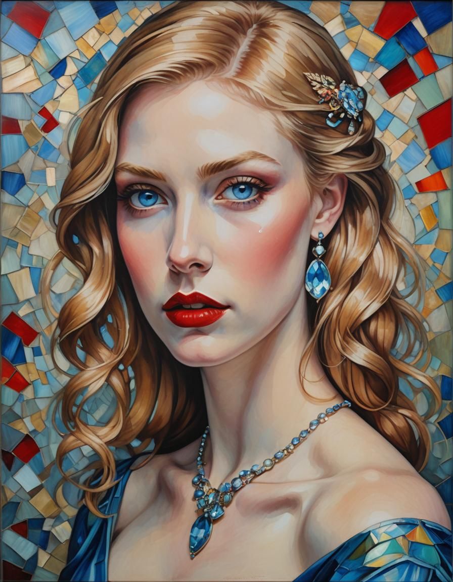 Iridescent Portrait in Impressionist Style