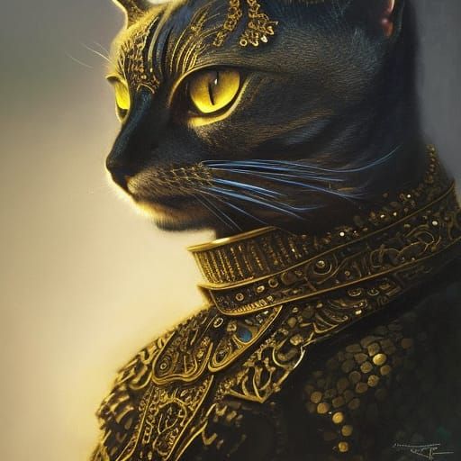 Anthropomorphic Cat Warrior Portrait in Hyper-Realism