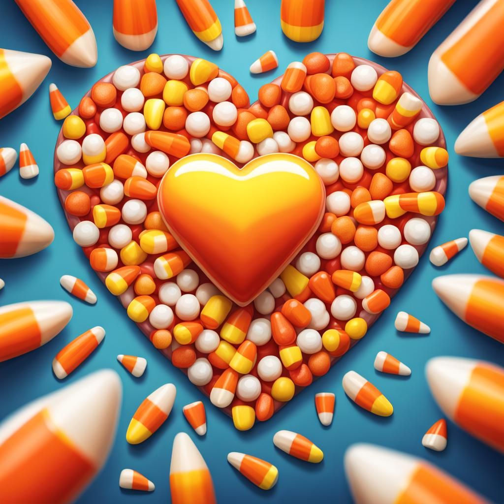 Candy Corn Heart in Hyperrealistic Candy Art