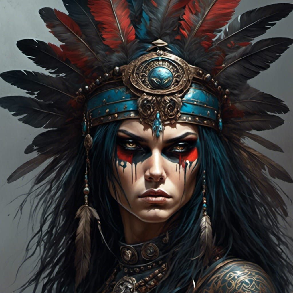 Emo Goth Native Warrior Full Body