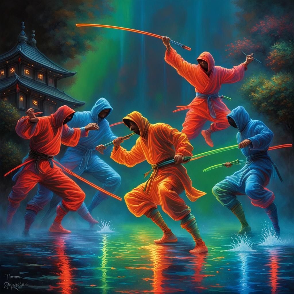 Neon Ninjas in Ethereal Fantasy Art