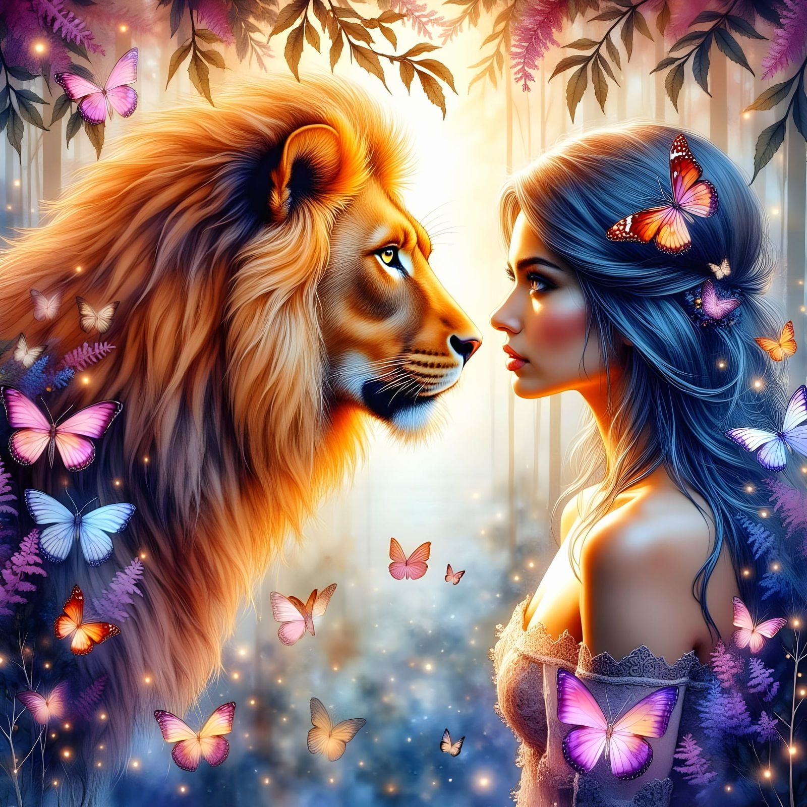 Majestic Lion Companion in Ethereal Dreamscapes