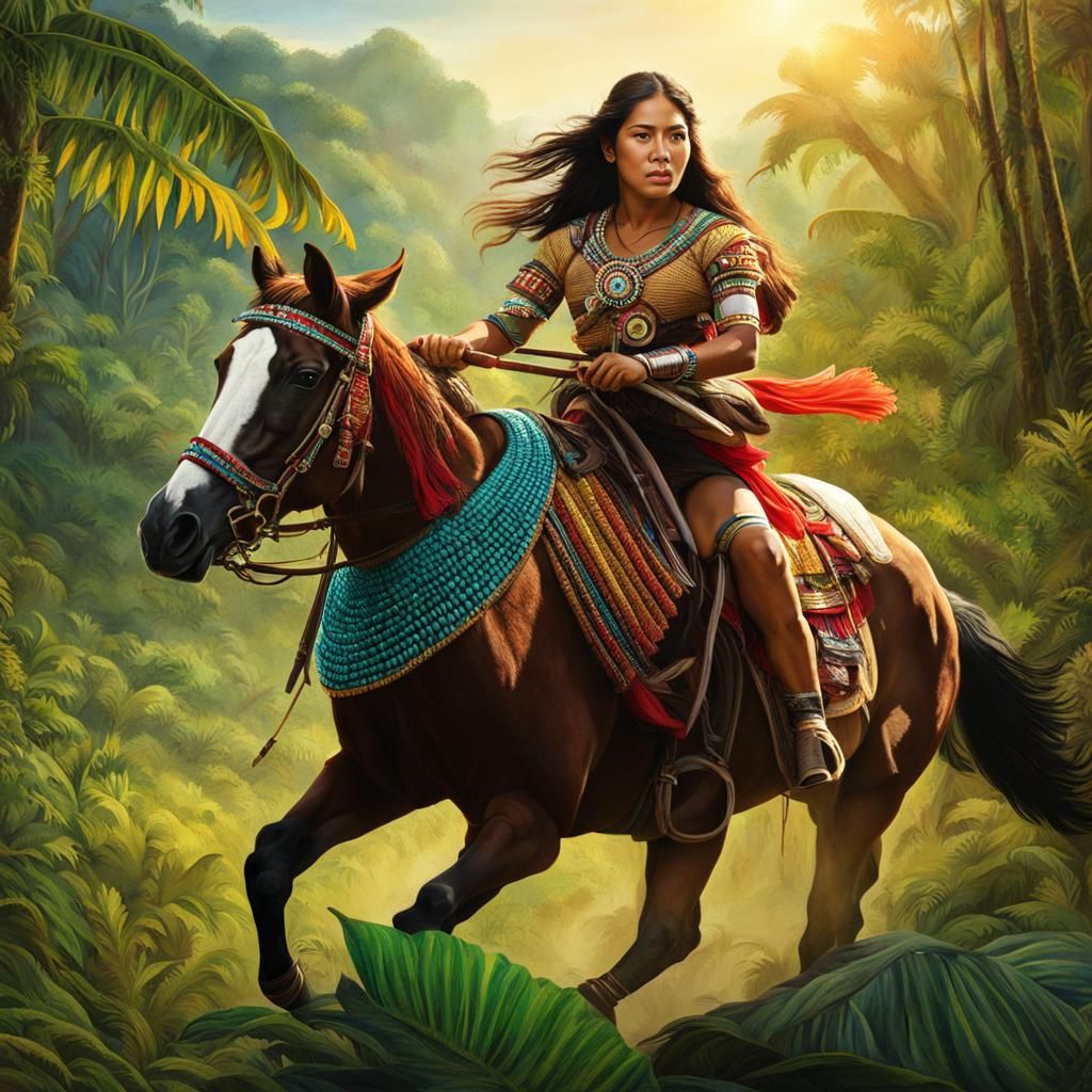 Amazon Woman Riding a Horse