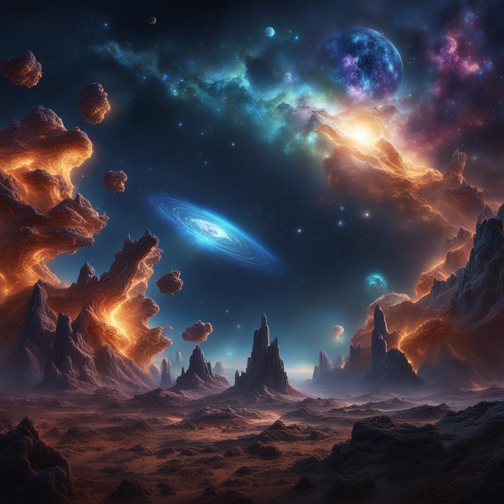 Cosmic Star Forging: Detailed Matte Painting in Deep Color