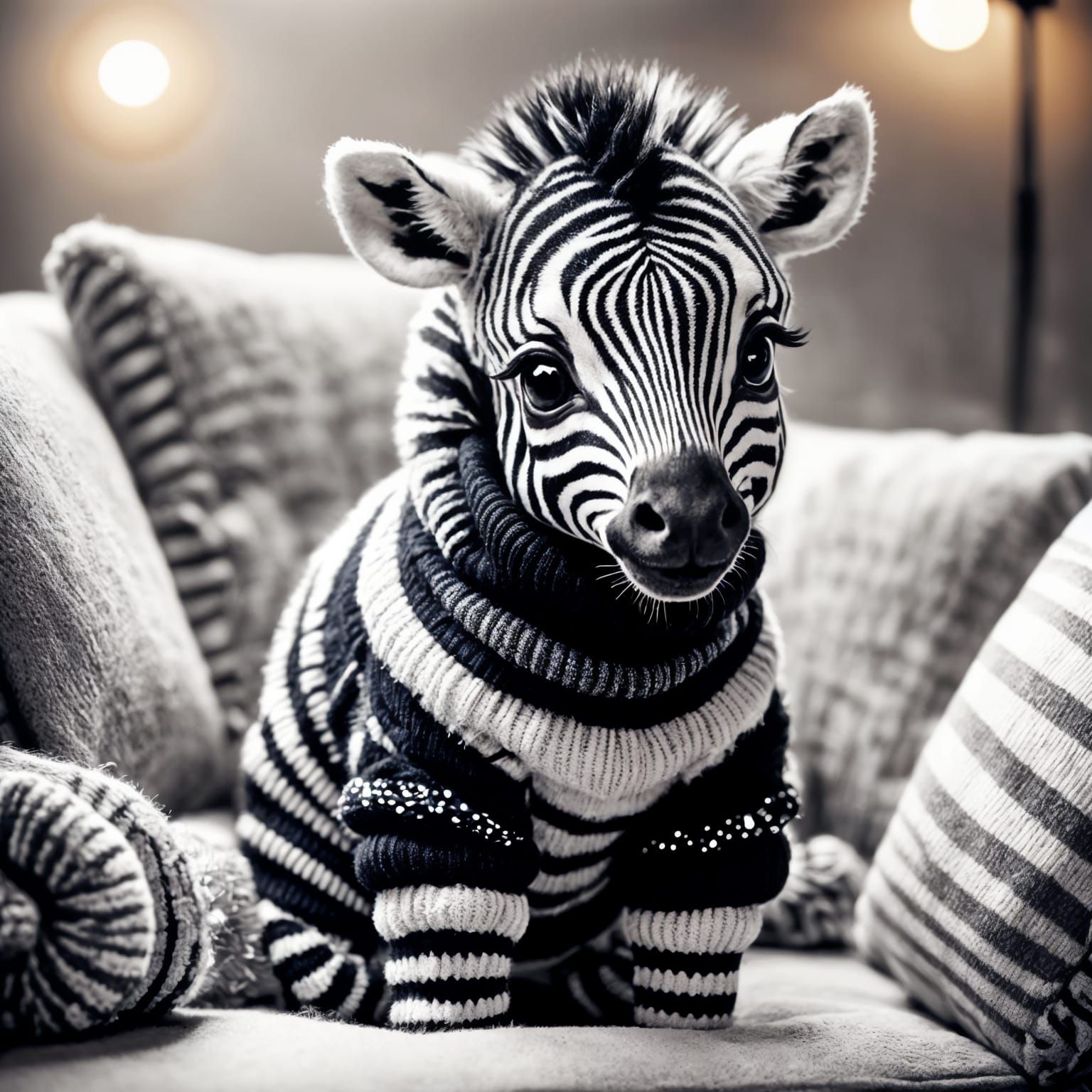 Cute Baby Zebra in Jumper and Socks