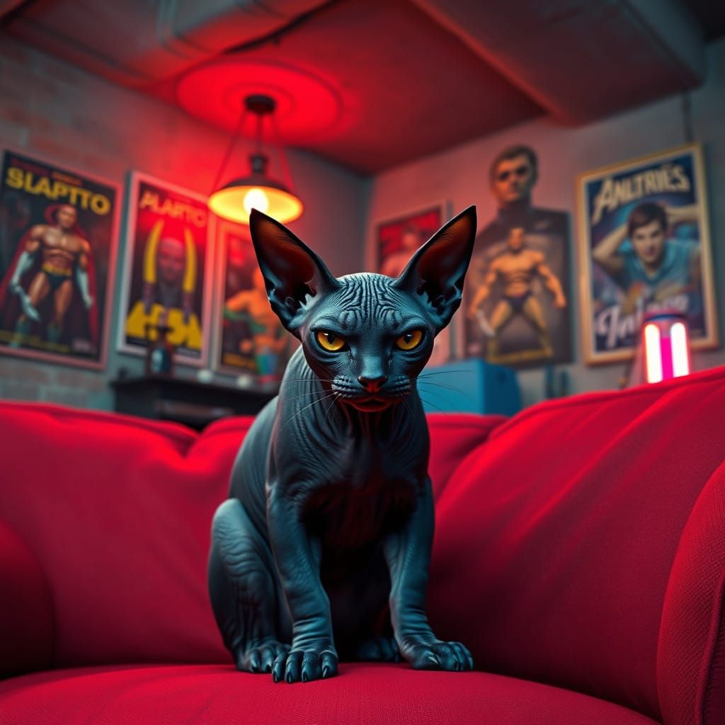 Mystical Sphynx in Retro Paradise