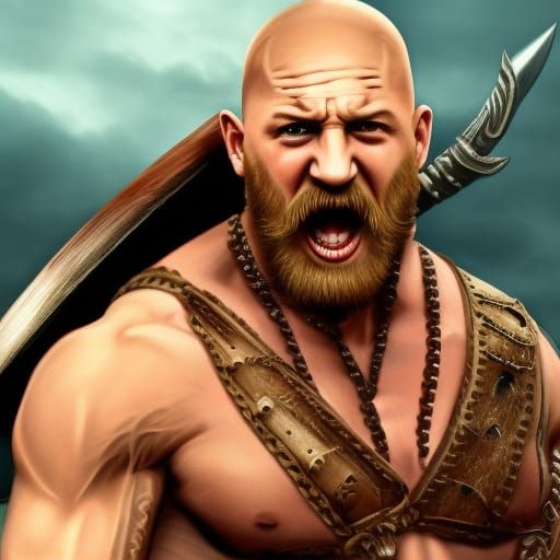 Barbarian Warrior in Cinematic Fantasy Art Style