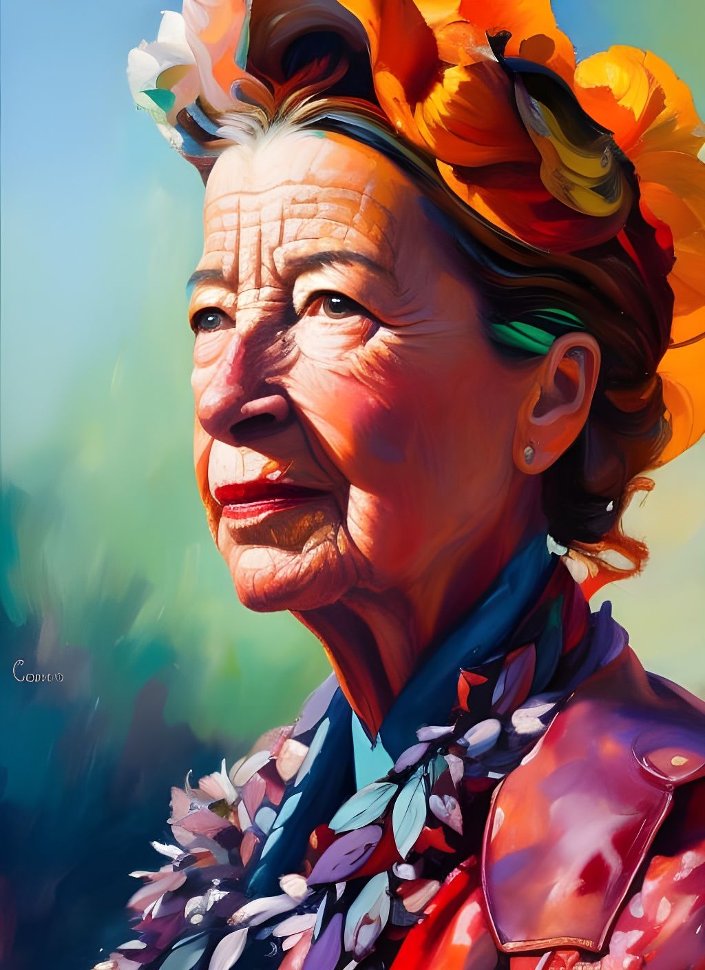 Simone de Beauvoir Portrait in Gouache Painting Style
