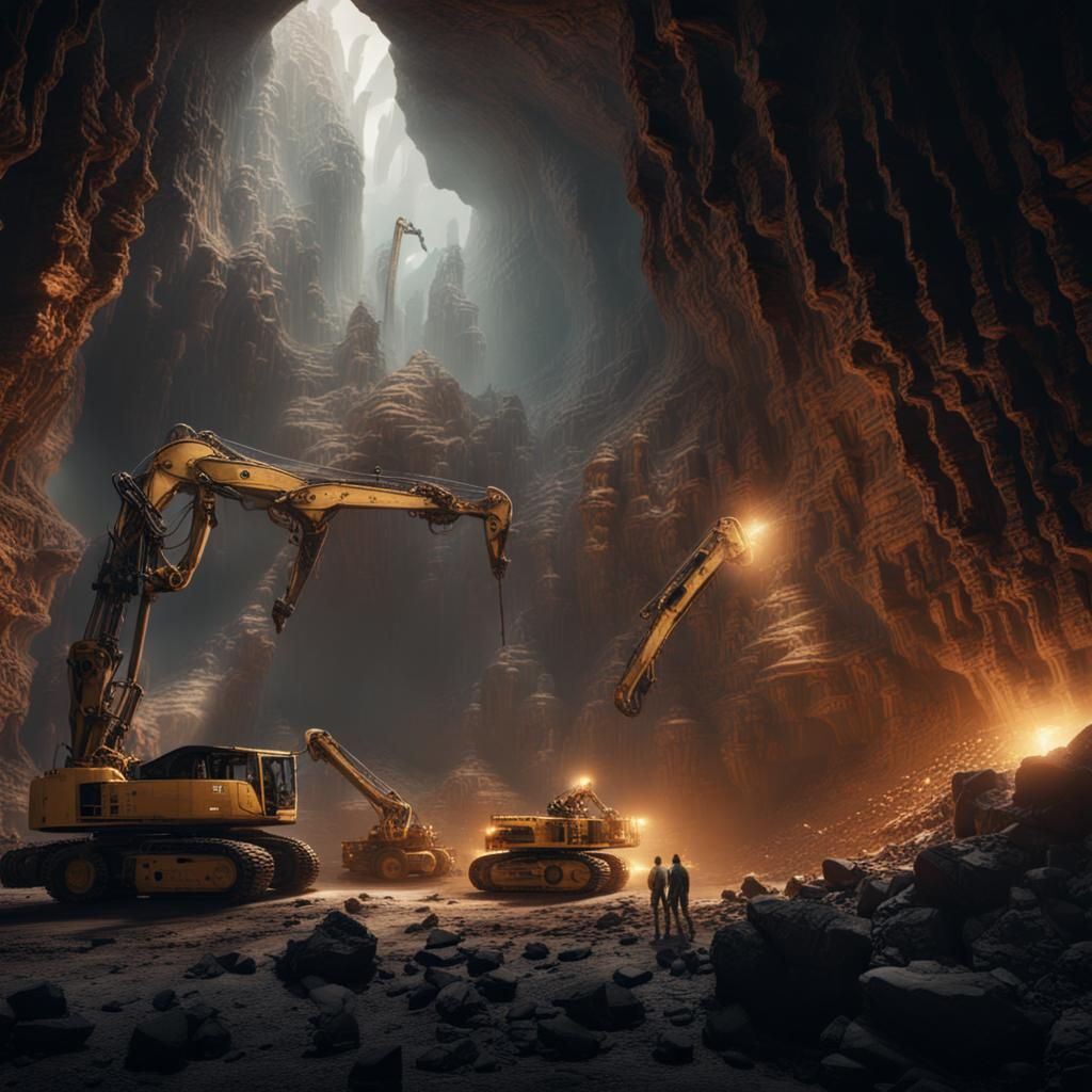 Epic Cave Mining Operation with Machines