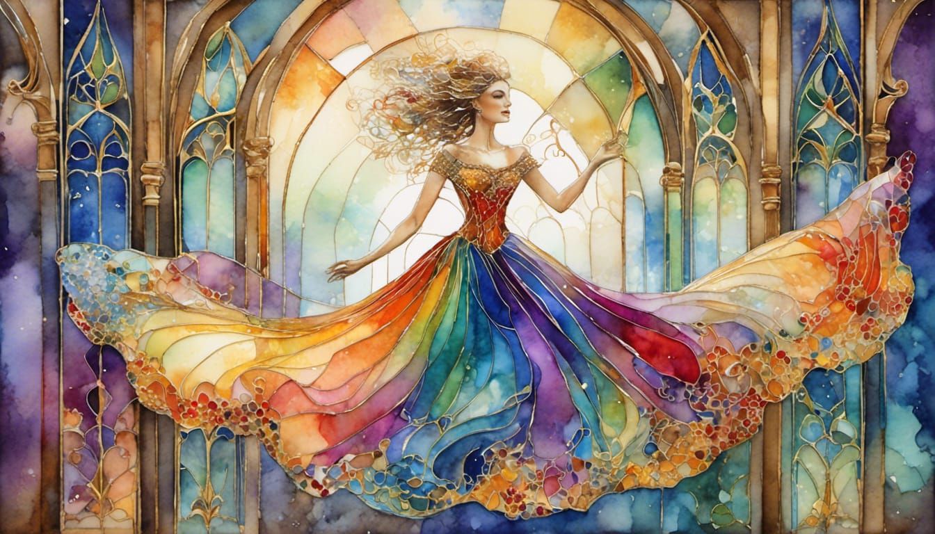Elegant Trapeze Artist in Watercolor Style