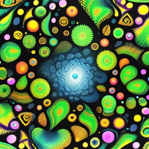 Abstract Trapunto Art Composition with Fractal Elements