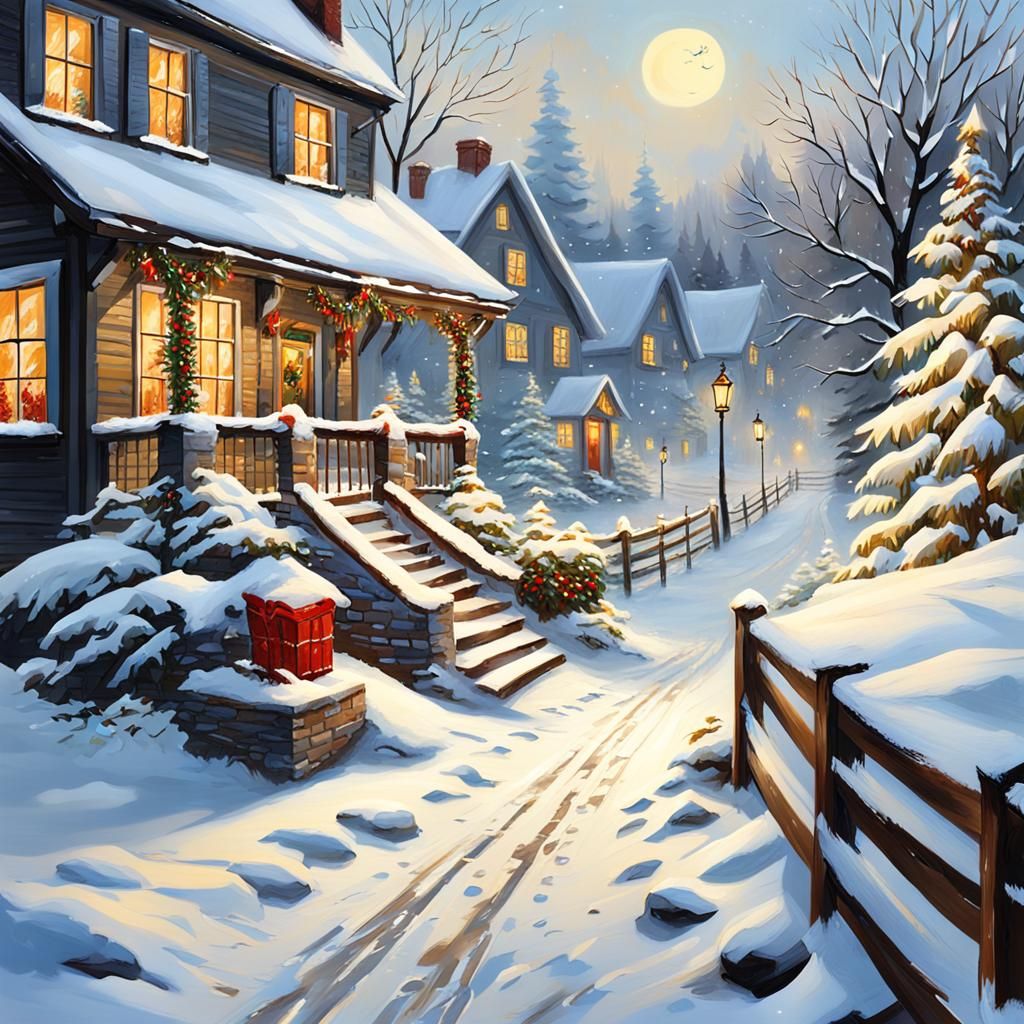 Family Christmas Eve Dinner in the Snow