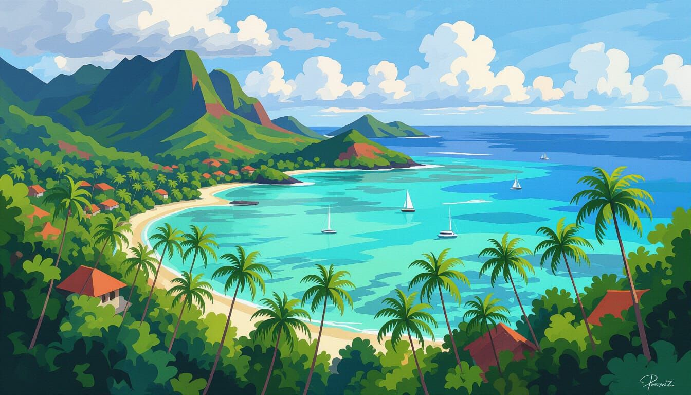 Polynesian Islands from Above: Turquoise Lagoons & Palm Tree...