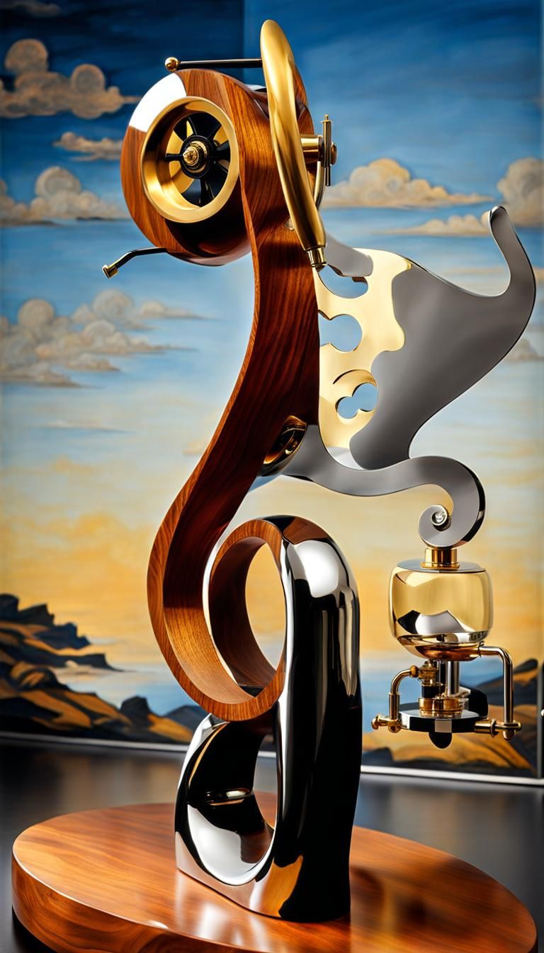 Steampunk Machine Model in Polished Silver and Gold