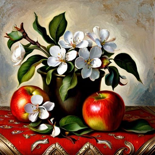 Still Life with Apples in Dutch Masters Style
