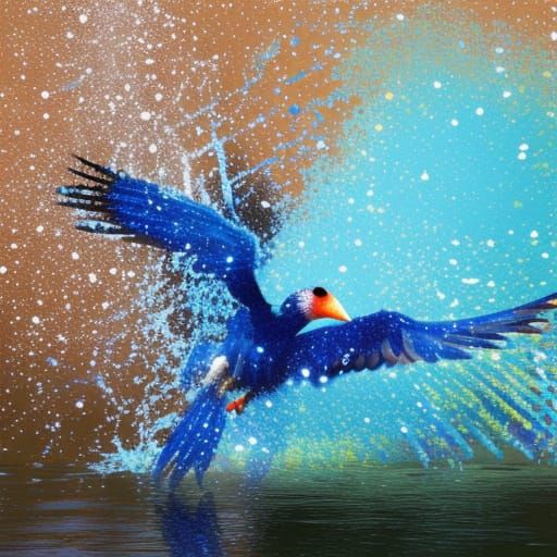 Bird in Flight Over Water: Digital Artwork
