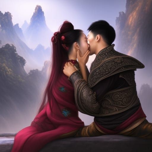Kissing: A Detailed Matte Painting in Deep Color