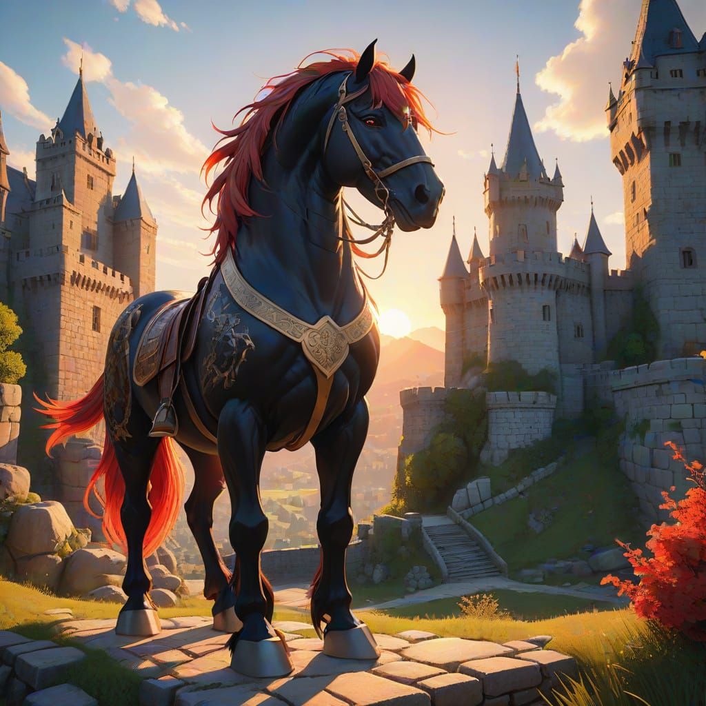 Epic Anime-Inspired Link Stands Beside a Majestic Black Drag...