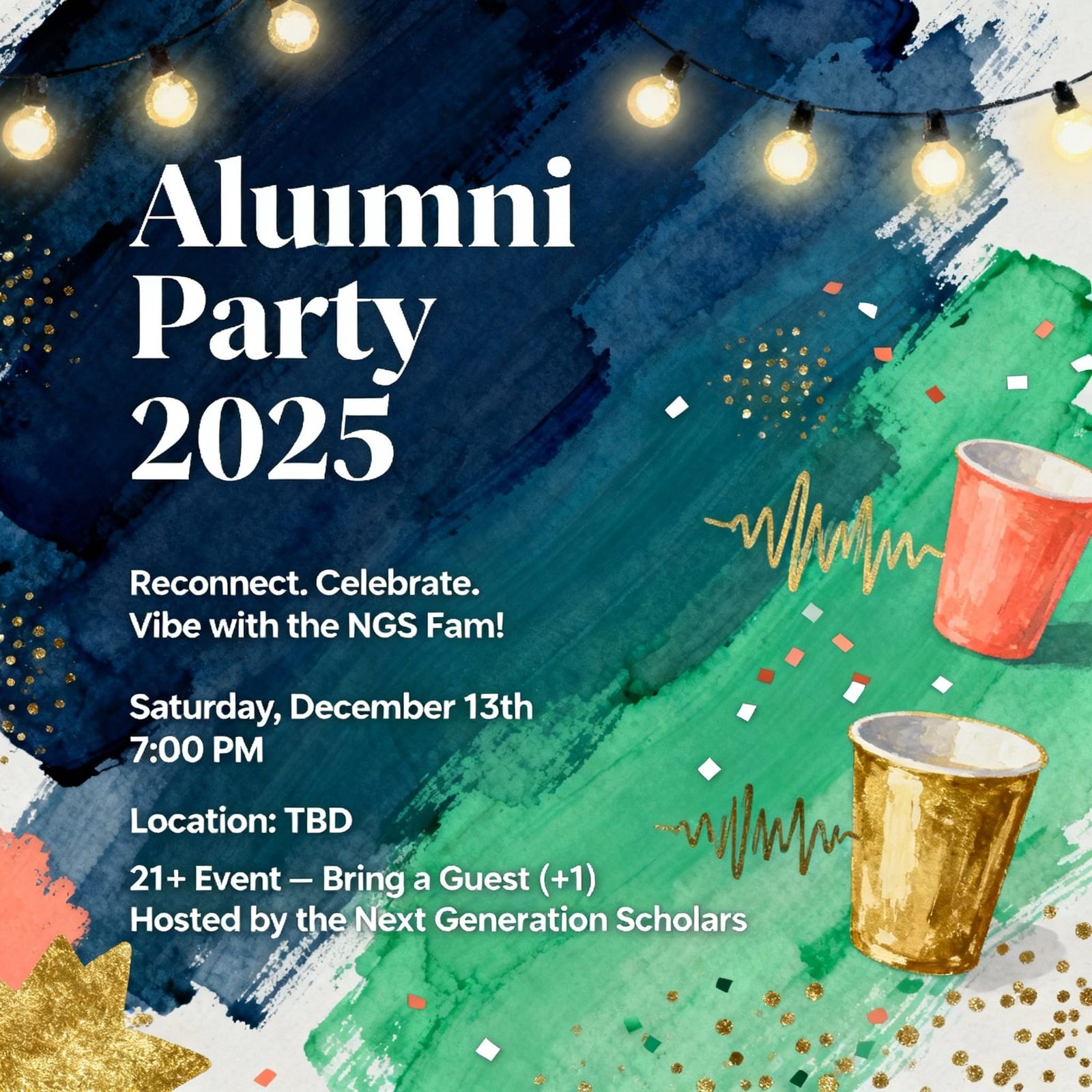Festive Alumni Party Flyer in Abstract Modern Style