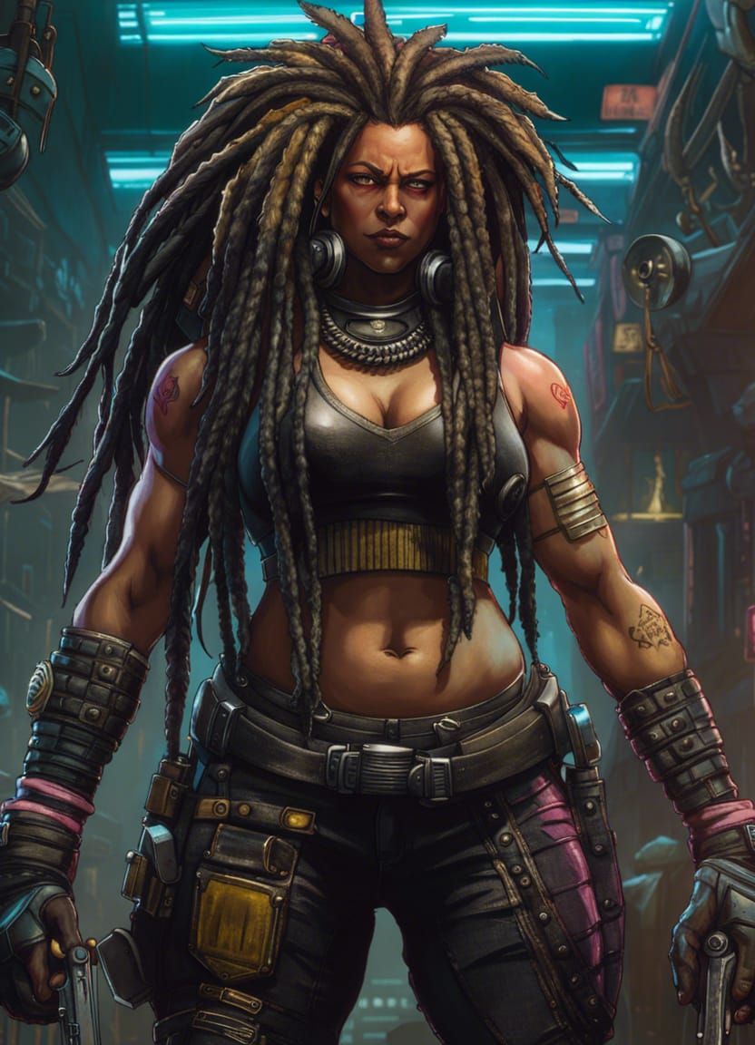 Tough V as Hulking Bodybuilder in Cyberpunk City