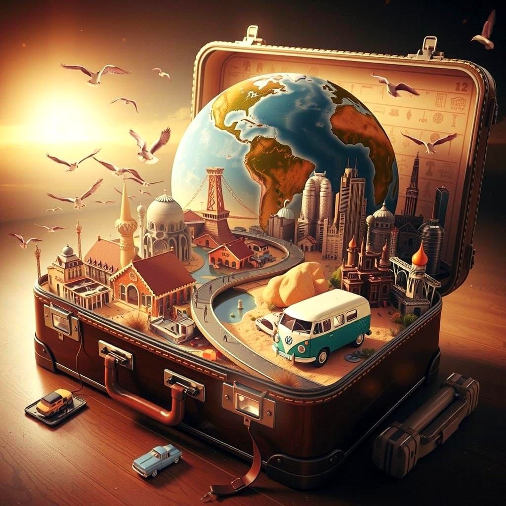 Miniature Wonders Inside a Vintage Travel Suitcase