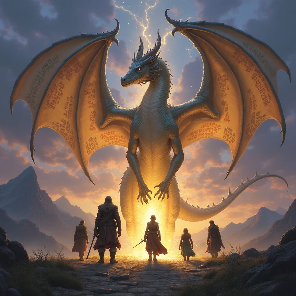 Majestic Dragon Unfurls against Golden Twilight Sky in Epic....