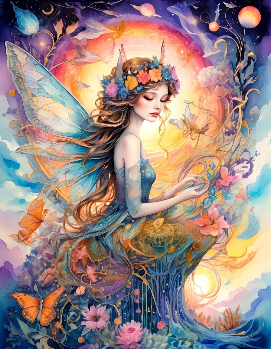 Magical Fairy Realm in Shimmering Rainbow Colors