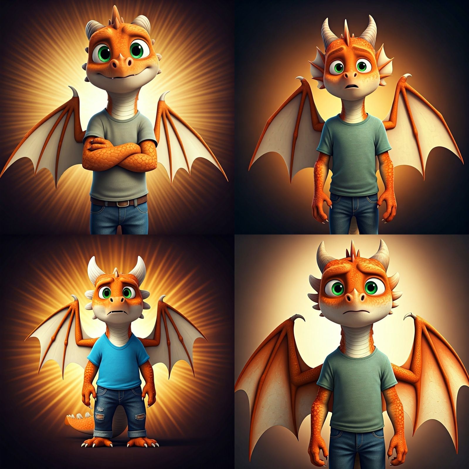 Adorable Anime-Style Dragon Boy Wears Casual Attire