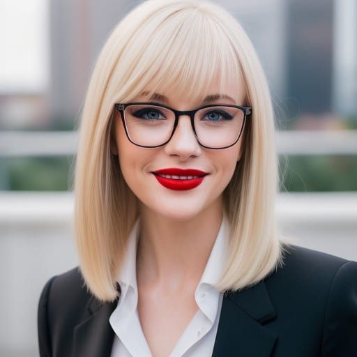 Elegant Woman in Business Attire in a Cityscape