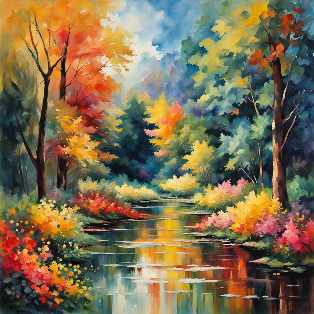 Gouache Style Abstract Impressionist Masterpiece