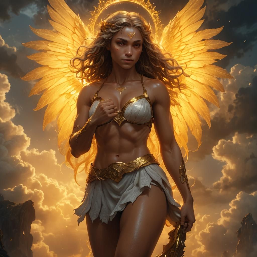 Angelic Elf Radiating Golden Light: Fantasy Art